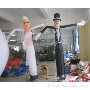 Happy inflatable sky dancer bride and bridegroom